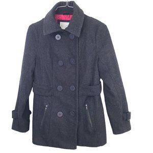dELiAs Coat Womens L Gray Double Breasted Button Collar Pockets Outdoor